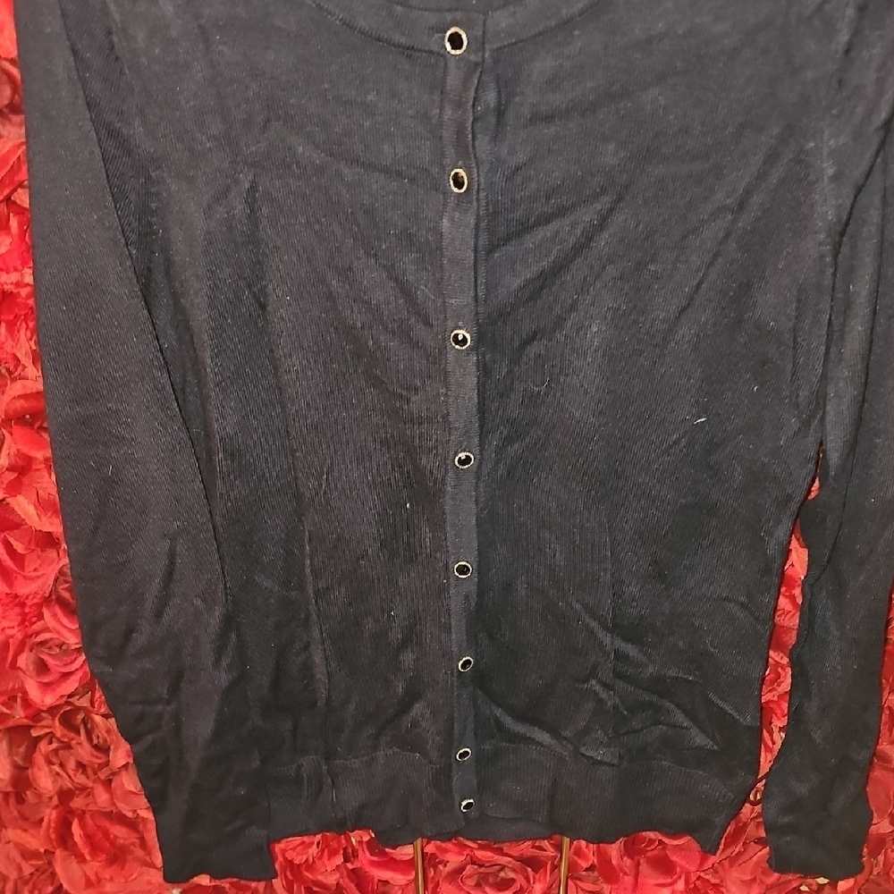 NY & CO 7th Avenue Navy Blue Cardigan Sweater Size Medium
